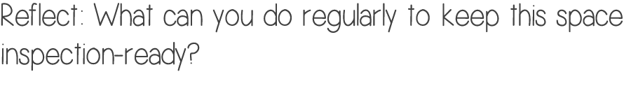 Reflect: What can you do regularly to keep this space inspection ready? 