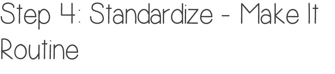 Step 4: Standardize Make It Routine